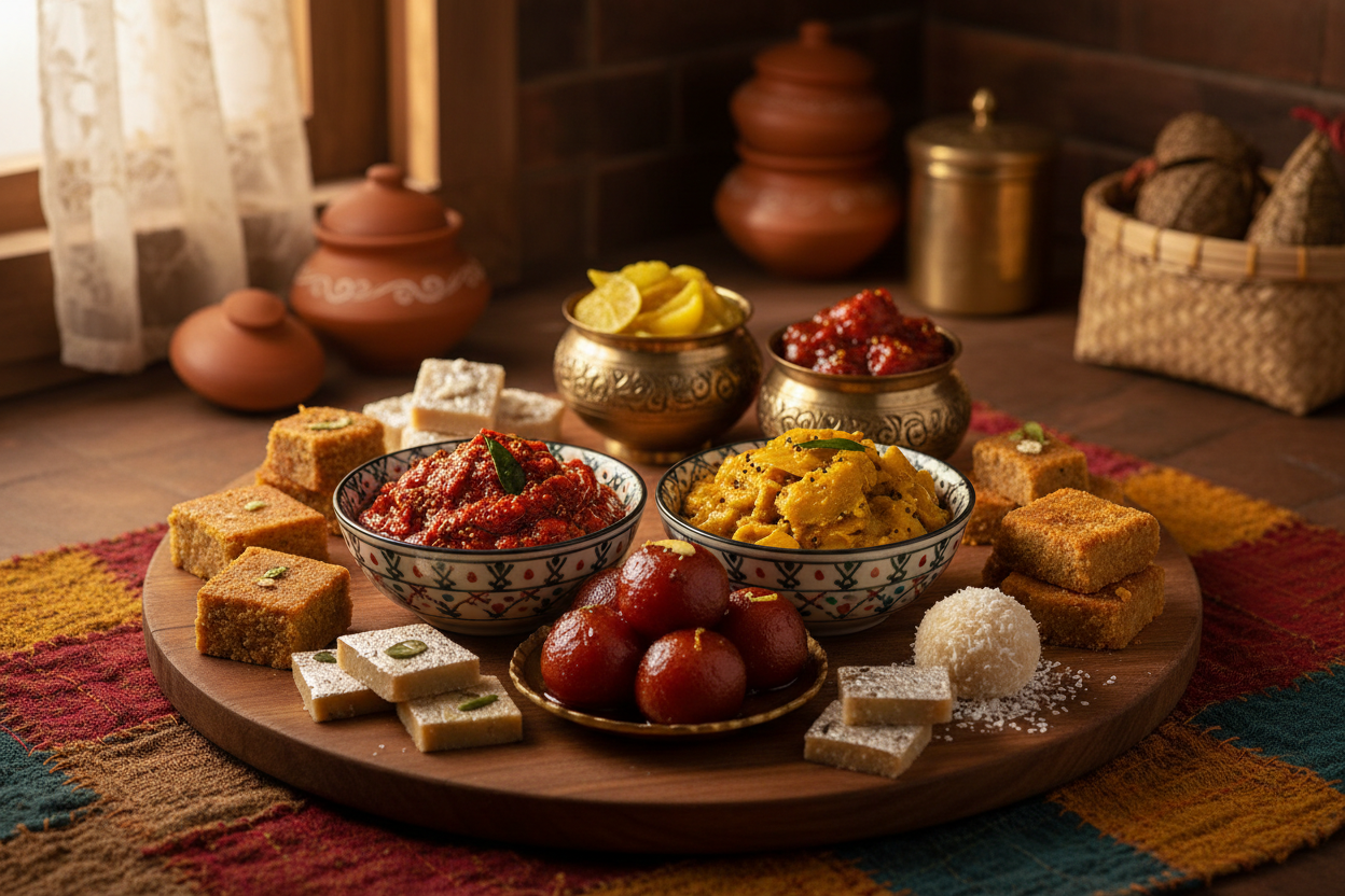 indian pickels with indian sweets